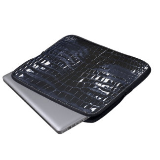 Designer Alligator Crocodile Skin Shiny Navy Blue Laptop Sleeve