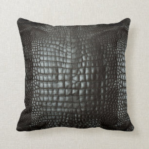 Designer Alligator Skin Dark Grey Matte Cushion