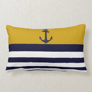 Designer Anchor Nautical Stripes Decorative Pillow