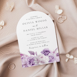 Designer Arch Purple Lavender Floral Wedding Invitation