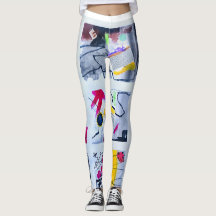 Designer Art style retro abstract vintage leggins