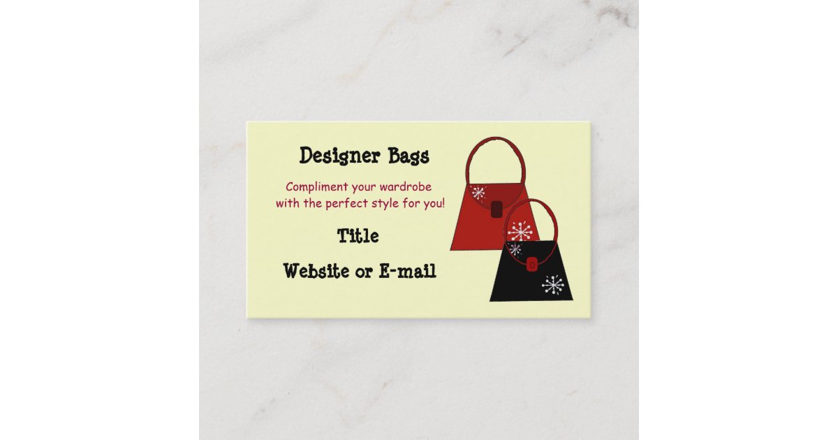 Designer Bags Business Card Zazzle.co.uk