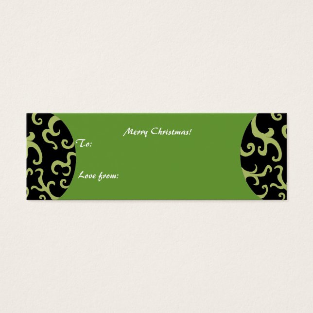 Designer Black and Green Gift Tag (Front)