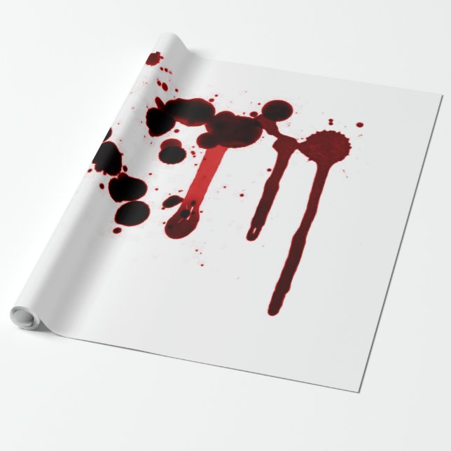 Designer Blood Splatter Wrapping Paper (Unrolled)