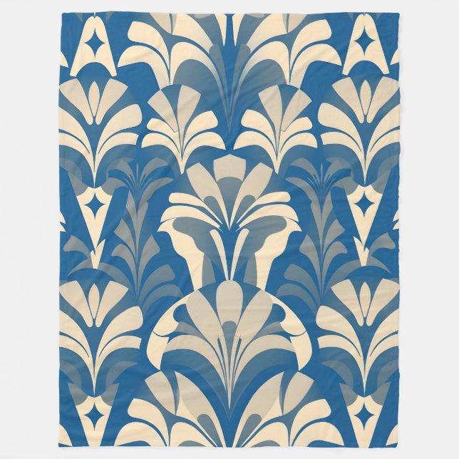 Designer Blue Pattern Fleece Blanket (Front)
