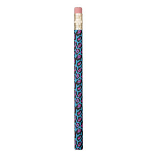 Designer Blue/Pink Leopard Print Pencils