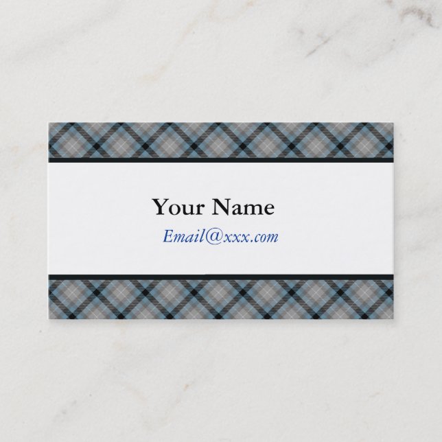 Designer Blue Plaid Business Cards (Front)