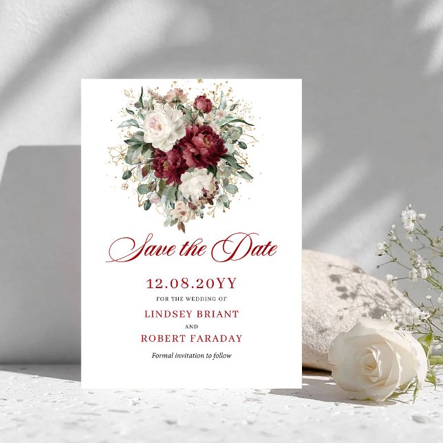 Designer Blush Burgundy Gold Save The Date (Designer Blush Burgundy Gold Save The Date)