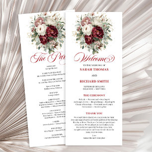 Designer Blush Burgundy Gold Wedding Program Programme