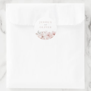 Designer Blush Floral All Seasons Wedding Classic Round Sticker