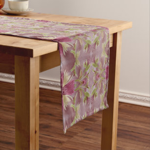 Designer Burgundy Flowered Short Table Runner