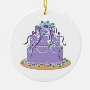 Designer Cake in Shades of Purple Ceramic Tree Decoration