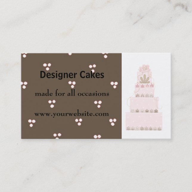Designer Cake Pink and Chocolate Business Card (Front)
