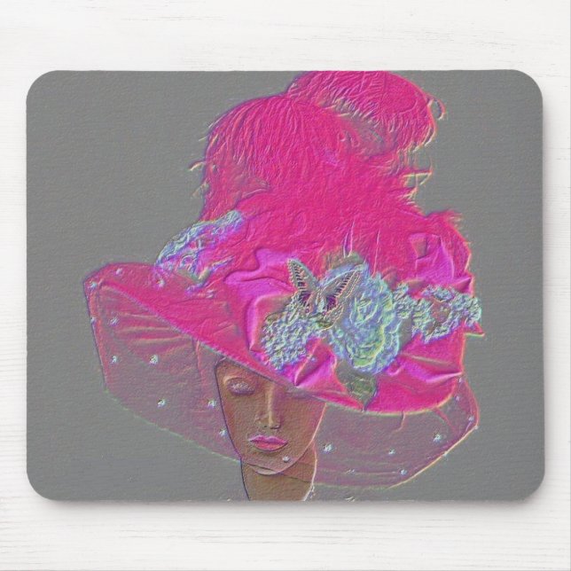 Designer Chic Hot Pink Victorian Lady Mouse Mat (Front)