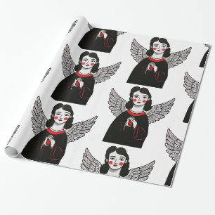 Designer Christmas Angel Pattern Wrapping Paper