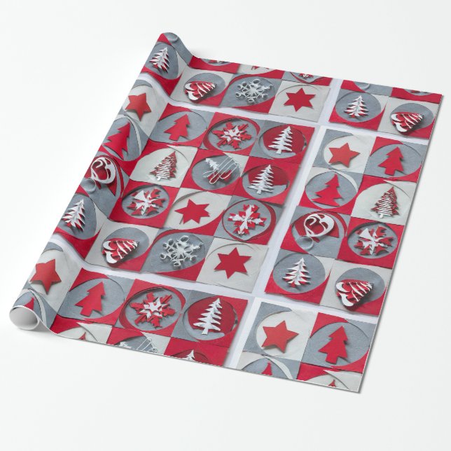 Designer Christmas Pattern Wrapping Paper (Unrolled)