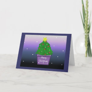 Designer Christmas Tree in Purple Planter Holiday Card