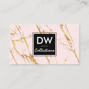 Designer Collections   Gold Pink Marble Exquisite Business Card