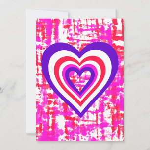 Designer colorway fabric style background & hearts invitation
