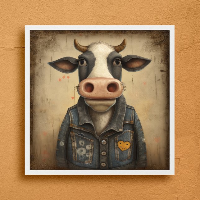 Designer Dairy Vest- Funny cow in a costume Poster (Creator Uploaded)