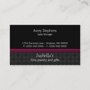 Designer Damask Business Card, Burgundy Card