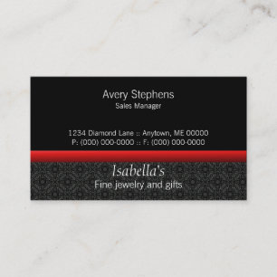 Designer Damask Business Card, Radiant Red Card