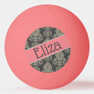 Designer Damask Name Personalised Ping Pong Ball