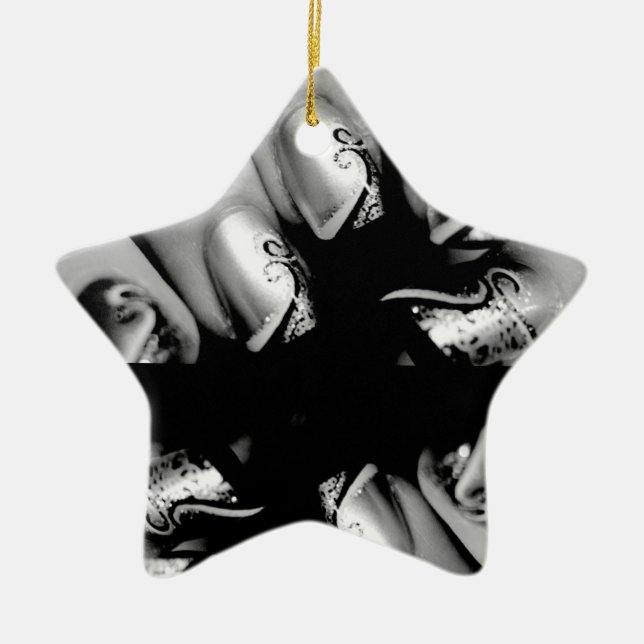 Designer Fingernails Ceramic Tree Decoration (Front)