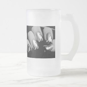 Designer Fingernails Frosted Glass Beer Mug