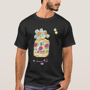 Designer Floral Daisy Perfume Bottle Illustration T-Shirt
