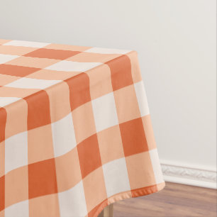 Designer gingham pattern orange tablecloth
