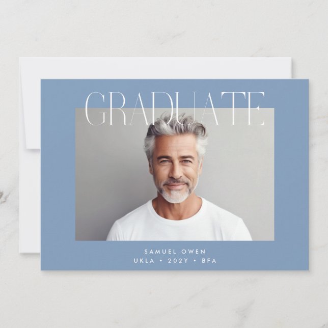 Designer Graduate Modern Two Photo Graduation Announcement (Front)