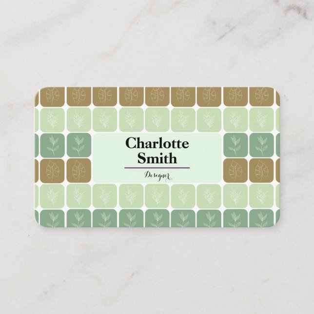 Designer green personalised Business Card (Front)