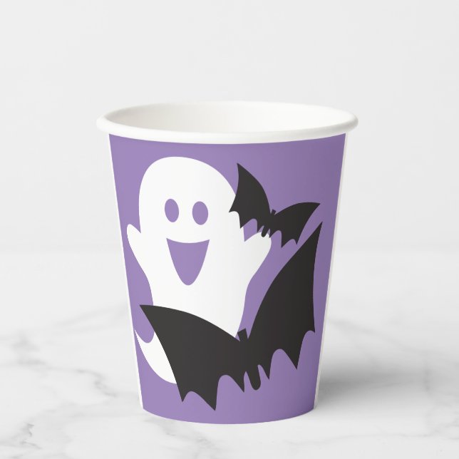 Designer Halloween! Bats and Ghost Paper Cups (Front)