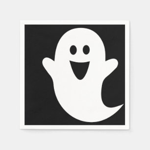 Designer Halloween, Ghost on Black Napkin