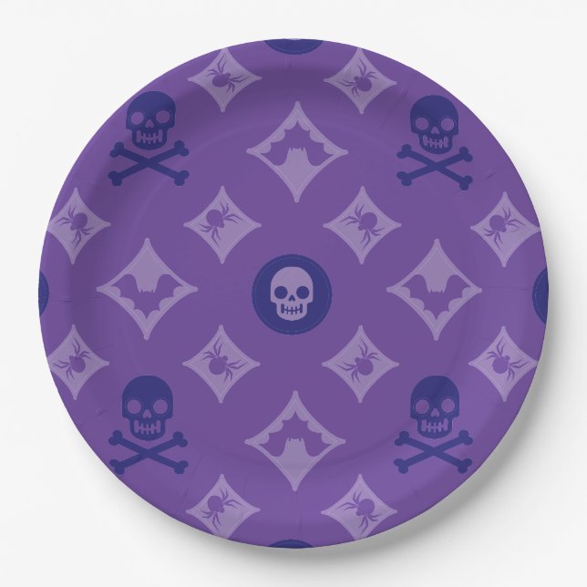 Designer Halloween, Louis Skulls  Paper Plate (Front)