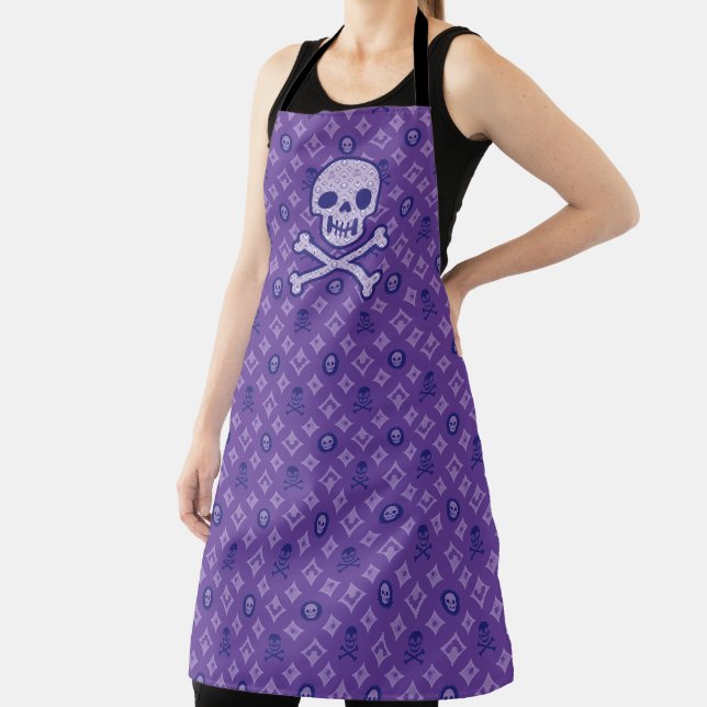 Designer Halloween! Louis V Inspired Skulls Apron (Insitu)