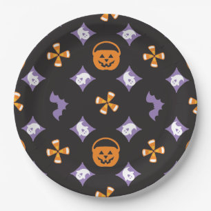 Designer Halloween, Multi Colour Icons  Paper Plate