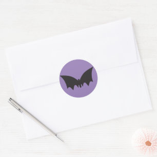Designer Halloween, Purple Icon Bat Classic Round Sticker