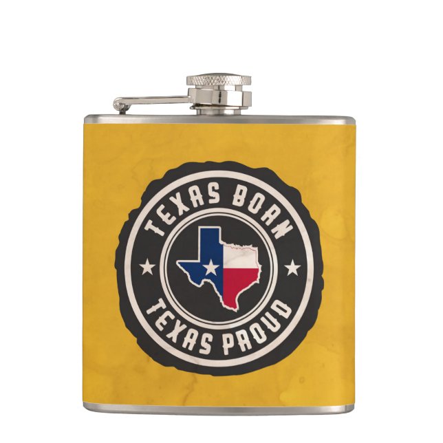 Designer Hip Flask- Texas Born Flask (Front)