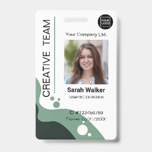Designer ID Employee Photo Logo Name green Badge