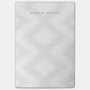 DESIGNER IKAT PATTERN in GRAY/WHITE Personalised Post-it Notes