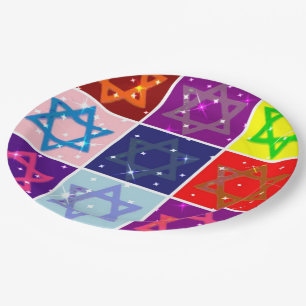Designer Jewish Holidays Paper Plates - MogenDavid