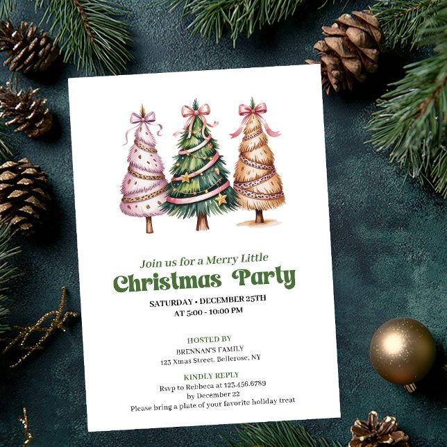 Designer leopard print Christmas tree invitation (Designer leopard print Christmas tree invitation)