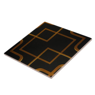 Designer Liquid Gold Black Monochrome Home Backspl Tile