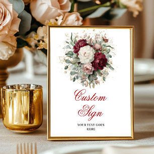Designer Marsala Floral Eucalyptus Gold Custom   Poster