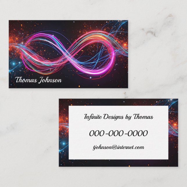 Designer Neon Infinity Symbol Business Card (Front/Back)