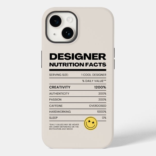 Designer Nutrition Facts Funny Case-Mate iPhone Case (Back)