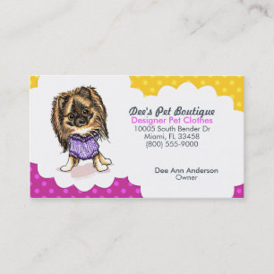 Designer Pet Store Boutique Pomeranian Plum Dots Business Card