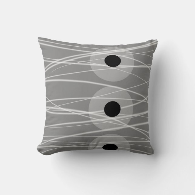 designer pillow artistic abstract grey and white (Front)